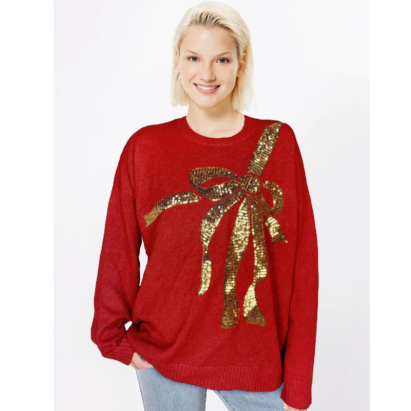 Christmas Bow Sweater - Red